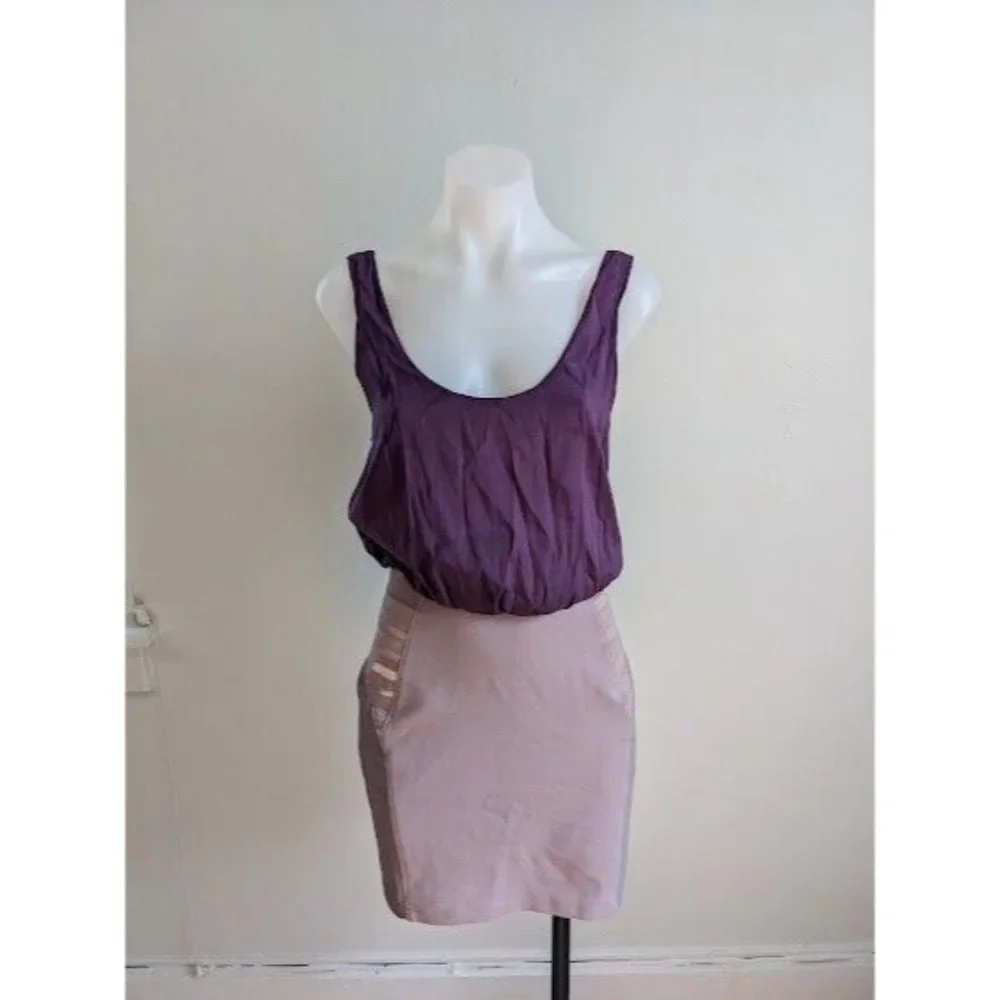 Alice + Olivia Womens Sz 4 Combo Top Pencil Skirt Dress Purple Pink Sleeveless - Picture 3 of 11